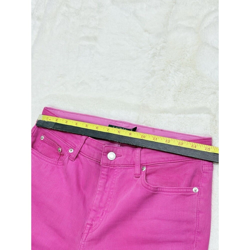 LAUREN RALPH LAUREN Dark Pink Denim Premier Skinny Cropped Ankle Jeans ~ 8 - Picture 6 of 16